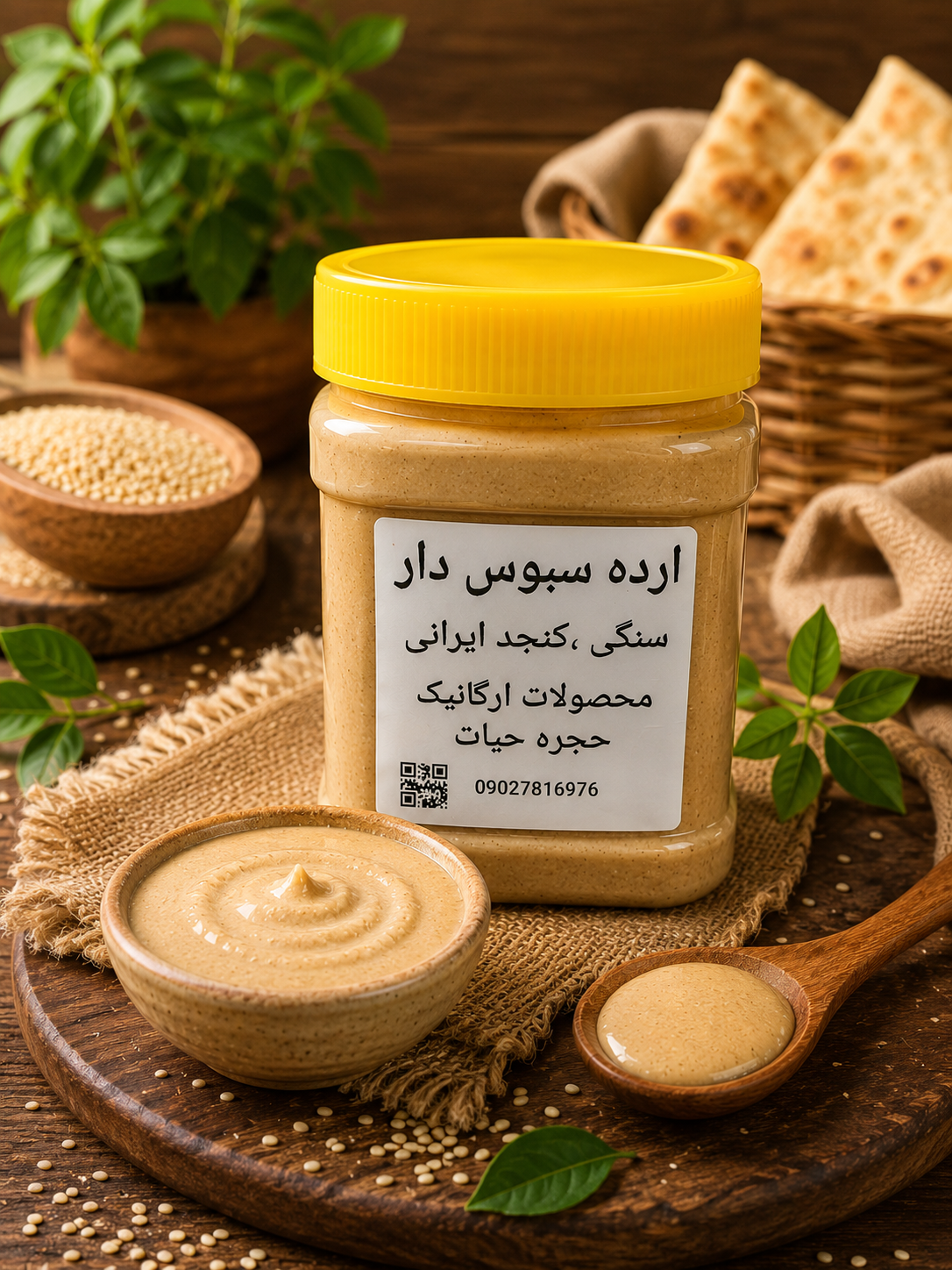 اردہ سبوس دار کنجد ایرانی به طریقه سنگی