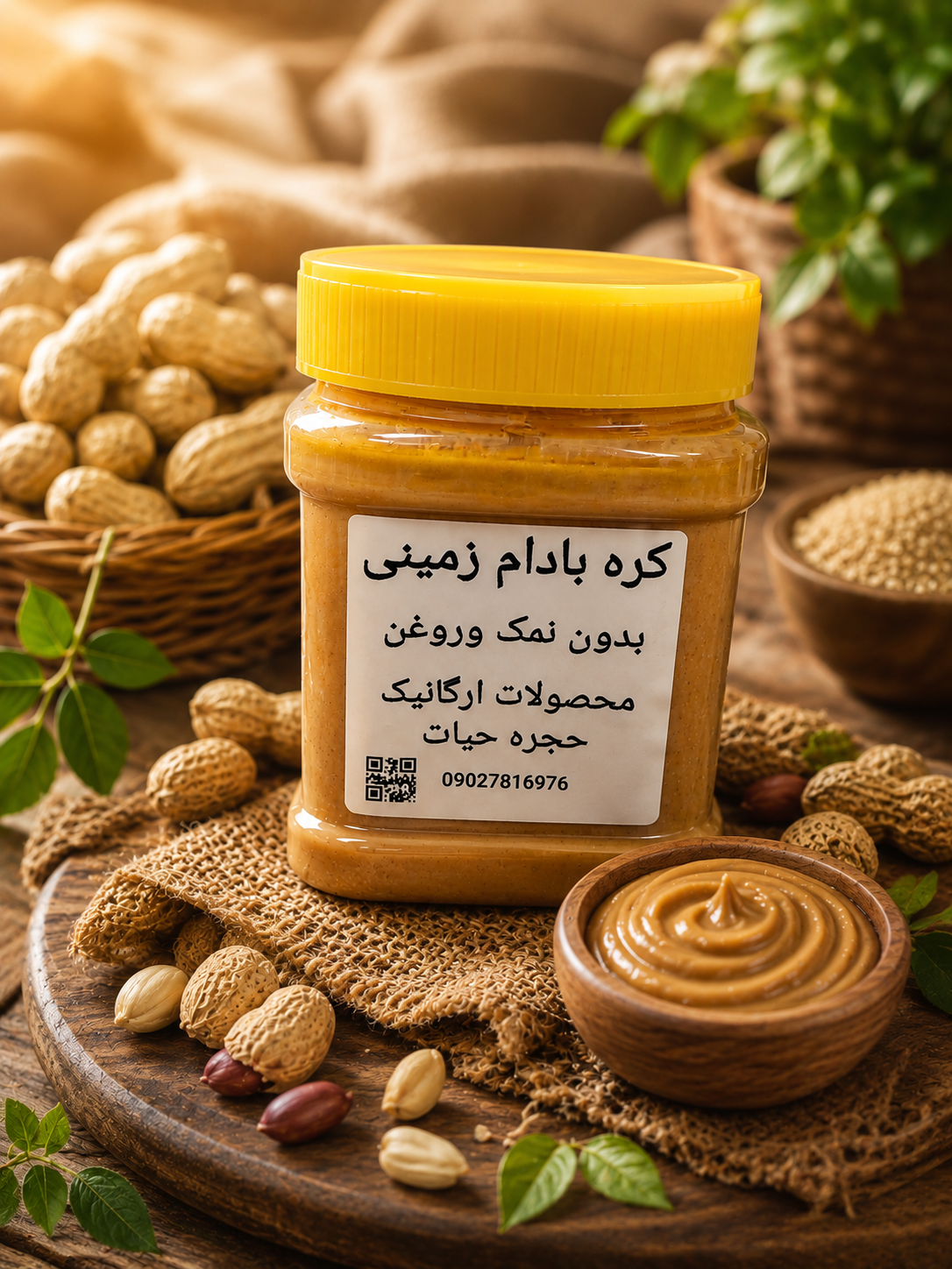 کره بادام زمینی بدون روغن افزودنی ونمک
