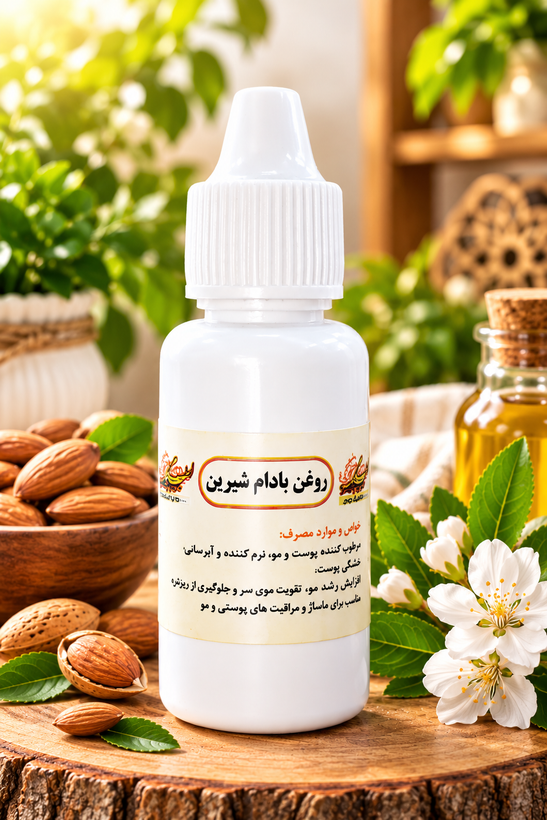 روغن بادام شیرین.نرم کننده و آبرسان قوی پوست